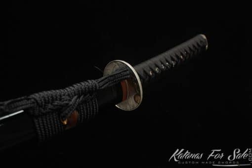 Japanese Katana Blade T10 Clay Tempered Steel with Round Hamon and Hadori Polish with Hand Carved Dragon Hardwood Saya - Image 11