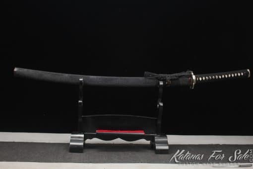 Elegant Katana Sword T10 Clay Tempered Steel with Sanmai Construction and Hadori Polish with Full Black Rayskin Saya - Image 6
