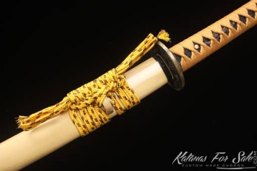 Resilient Katana Blade T10 Clay Tempered Steel with Bamboo Wood Saya - Image 11