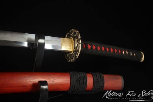 Japanese Katana T10 Clay Tempered Steel with Redwood Saya - Image 9