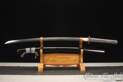Forged Katana 9260 Spring Steel with Gloss Black hardwood Saya - Image 11