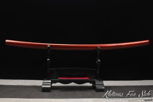 Samurai Shirasaya Katana 1060 Carbon Steel with Red and Sparkle Black Saya - Image 4