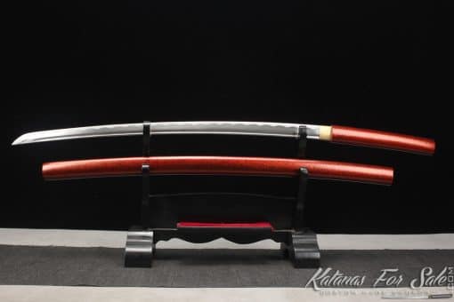 Samurai Shirasaya Katana 1060 Carbon Steel with Red and Sparkle Black Saya - Image 7