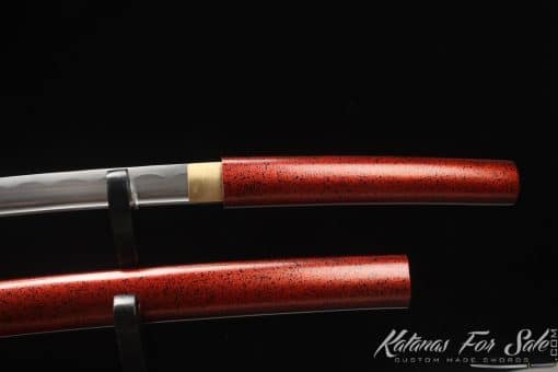 Samurai Shirasaya Katana 1060 Carbon Steel with Red and Sparkle Black Saya - Image 5