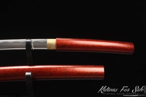 Samurai Shirasaya Katana 1060 Carbon Steel with Red and Sparkle Black Saya - Image 6
