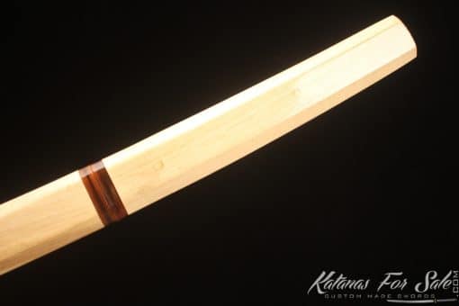 Shirasaya Katana 1060 Carbon Steel with Bamboo Wood Saya and brown buffalo horns - Image 5