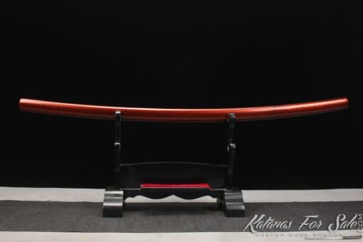Samurai Shirasaya Katana 1060 Carbon Steel with Red and Sparkle Black Saya - Image 8