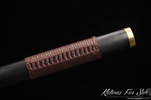 Japanese Shirasaya Ninjato 9260 Spring Steel with engraved scrollwork and Full Black Ebony wood Saya with Brass Fittings - Image 12