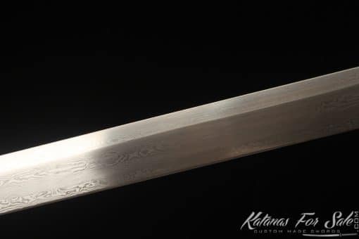 Shirasaya Ninjato 1095 Folded Steel with Kiriha Zukuri Kissaki and Matt Black Hardwood Saya - Image 8
