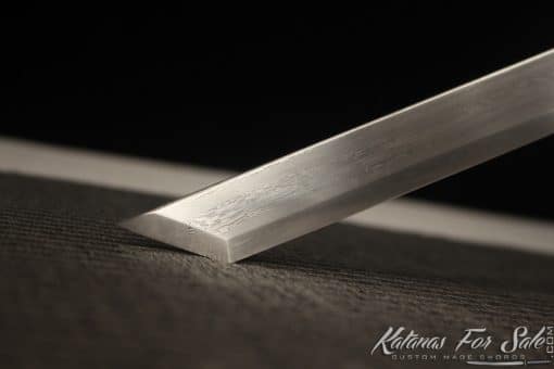 Shirasaya Ninjato 1095 Folded Steel with Kiriha Zukuri Kissaki and Matt Black Hardwood Saya - Image 7