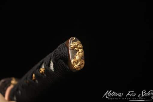 Special Tanto Sword T10 Clay Tempered Steel with Baburu Hamon and Hadori Polish with Full Black Rayskin Saya - Image 7