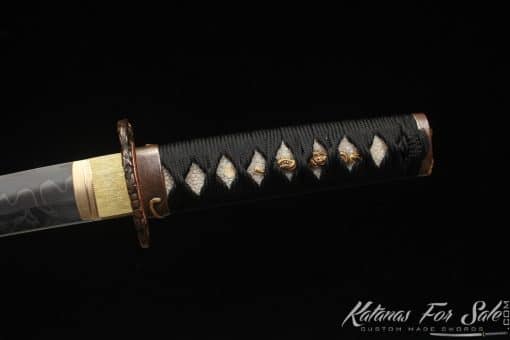 Special Tanto Sword T10 Clay Tempered Steel with Baburu Hamon and Hadori Polish with Full Black Rayskin Saya - Image 9