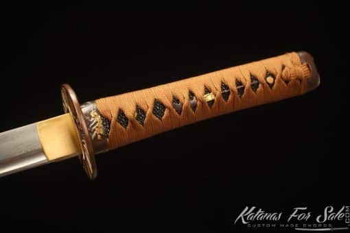 Wakizashi Sword 1095 Folded Steel with Gloss Black hardwood Saya - Image 7