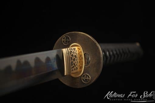 Katana Sword 1060 Carbon Steel with Black Acid Dye and Gloss Black hardwood Saya - Image 8