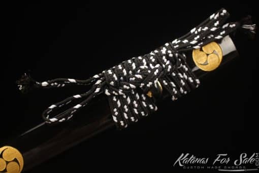 Katana 1060 Carbon Steel with Blue Acid Dye and Black Japanese Crest Hardwood Saya - Image 8