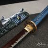 Katana Sword 1060 Folded Steel with Red Acid Dye and Black and Sparkle White Hardwood Saya