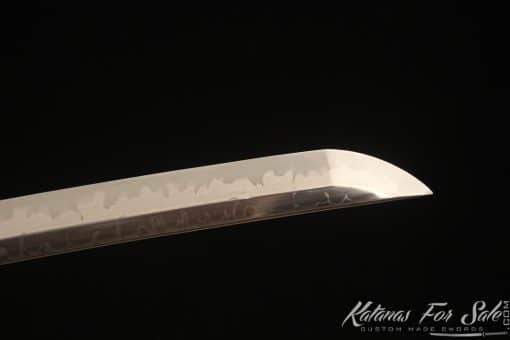 Katana T10 Clay Tempered Steel with Dual Flame "Hon?"  Hamon and Hadori Polish with Bamboo Wood Saya