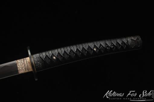 Handmade Katana Blade T10 Clay Tempered Steel with Round Hamon and Hadori Polish with Sparkle Black Saya - Image 10