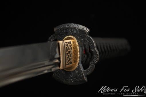 Katana T10 Clay Tempered Steel with Burgundy Black Stripes Hardwood Saya