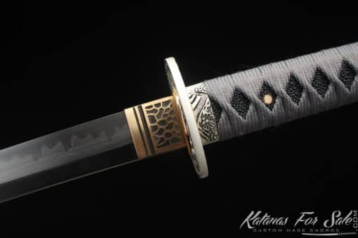 Katana Sword T10 Clay Tempered Steel with Handmade Schoepfia Wood Saya - Image 3