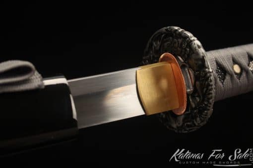 Forged Katana 9260 Spring Steel with Gloss Black hardwood Saya - Image 3