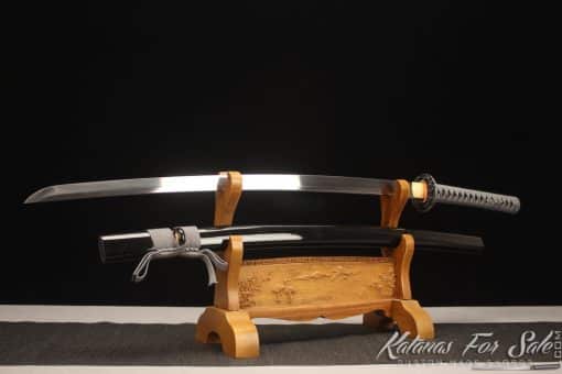 Forged Katana 9260 Spring Steel with Gloss Black hardwood Saya - Image 2