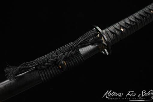 Handmade Katana Blade T10 Clay Tempered Steel with Round Hamon and Hadori Polish with Sparkle Black Saya - Image 6