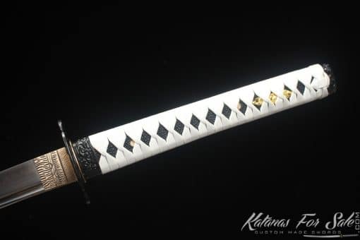 Professional Katana Sword T10 Clay Tempered Steel with Slash Blue Paint Hardwood Saya - Image 4