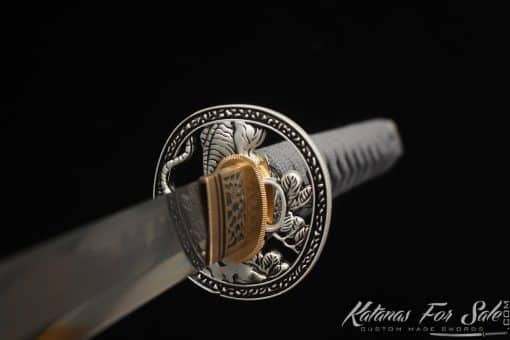 Katana Sword T10 Clay Tempered Steel with Handmade Schoepfia Wood Saya - Image 5