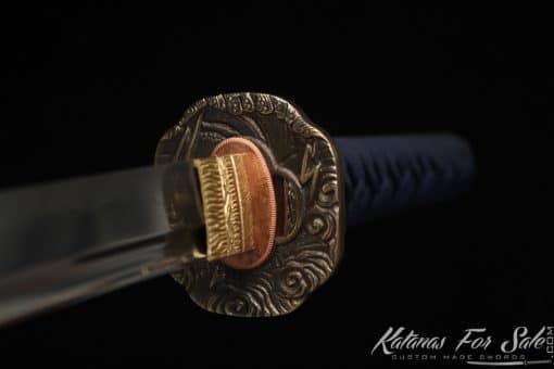 Tactical Katana Blade T10 Clay Tempered Steel  with Round Hamon and Hadori Polish with Multicolour dotted Hardwood Saya - Image 5