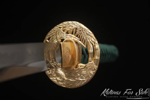 Katana T10 Clay Tempered Steel with Dark Green Sparkle Lime Hardwood Saya
