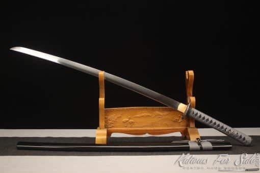 Forged Katana 9260 Spring Steel with Gloss Black hardwood Saya - Image 4