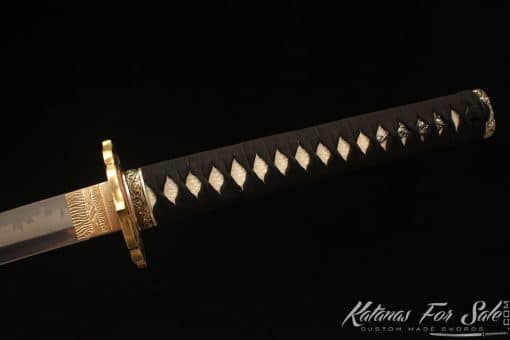 Katana T10 Clay Tempered Steel with Dual Flame "Hon?"  Hamon and Hadori Polish with Bamboo Wood Saya - Image 6