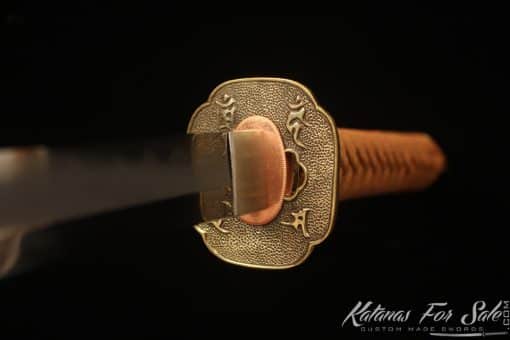 Combat Katana T10 Folded Clay Tempered Steel with Dual Color Plum Blossom Hardwood Saya - Image 6