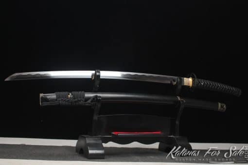 Handmade Katana Blade T10 Clay Tempered Steel with Round Hamon and Hadori Polish with Sparkle Black Saya - Image 8