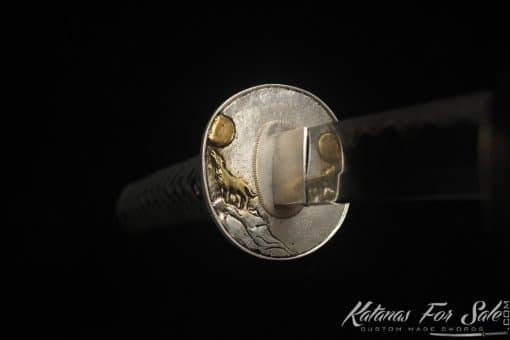 Japanese Katana Blade T10 Clay Tempered Steel with Round Hamon and Hadori Polish with Hand Carved Dragon Hardwood Saya - Image 7