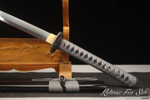 Forged Katana 9260 Spring Steel with Gloss Black hardwood Saya - Image 6
