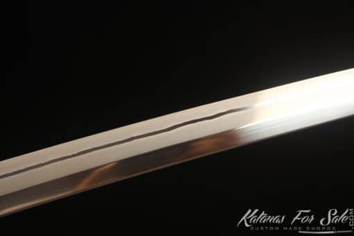 Modern Katana 9260 Spring Steel with Hadori Polish with Golden Black Dotted Saya with Buffalo Horns - Image 3