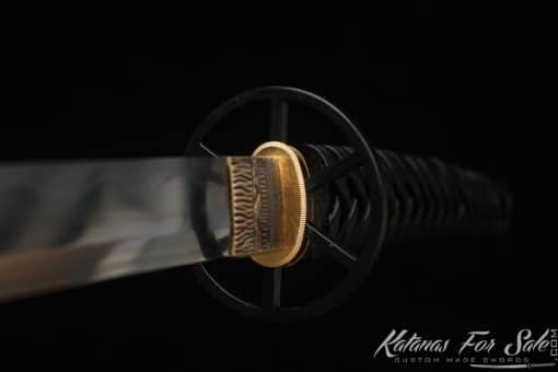 Handmade Katana Blade T10 Clay Tempered Steel with Round Hamon and Hadori Polish with Sparkle Black Saya - Image 7