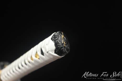Professional Katana Sword T10 Clay Tempered Steel with Slash Blue Paint Hardwood Saya - Image 5