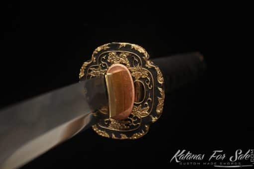 Katana T10 Folded Clay Tempered Steel with Refined Layers and Hadori Polish with Burgundy Seashell Dragon Saya - Image 6