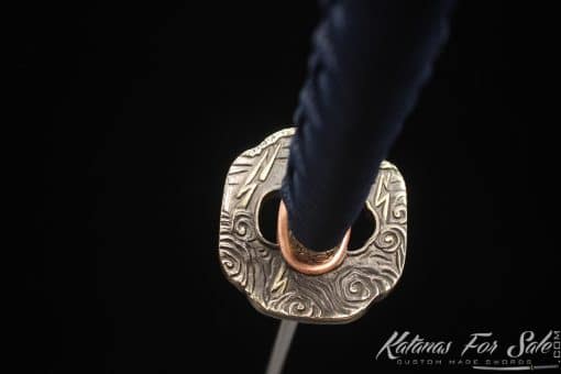 Tactical Katana Blade T10 Clay Tempered Steel  with Round Hamon and Hadori Polish with Multicolour dotted Hardwood Saya - Image 6