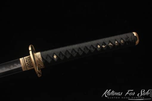 Tactical Katana T10 Clay Tempered Steel with Flame Hamon "Hon?"  and Hadori Polish with Red and Black Leopard Hardwood Saya - Image 8