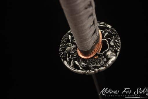 Forged Katana 9260 Spring Steel with Gloss Black hardwood Saya - Image 5