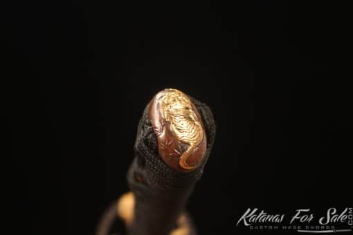 Modern Katana 9260 Spring Steel with Hadori Polish with Golden Black Dotted Saya with Buffalo Horns - Image 10