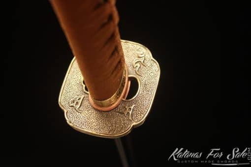 Combat Katana T10 Folded Clay Tempered Steel with Dual Color Plum Blossom Hardwood Saya - Image 8