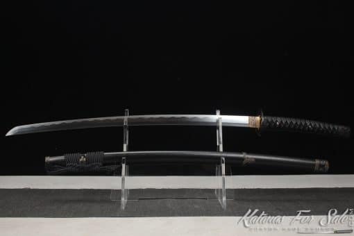 Handmade Katana Blade T10 Clay Tempered Steel with Round Hamon and Hadori Polish with Sparkle Black Saya