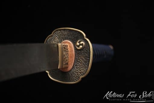 Katana 1095 Folded Steel with Vintage Finish  and Red and Black Hardwood Saya - Image 8