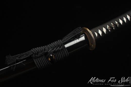 Katana Sword 1060 Carbon Steel with Black Acid Dye and Gloss Black hardwood Saya - Image 10