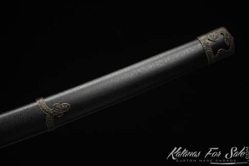 Handmade Katana Blade T10 Clay Tempered Steel with Round Hamon and Hadori Polish with Sparkle Black Saya - Image 12
